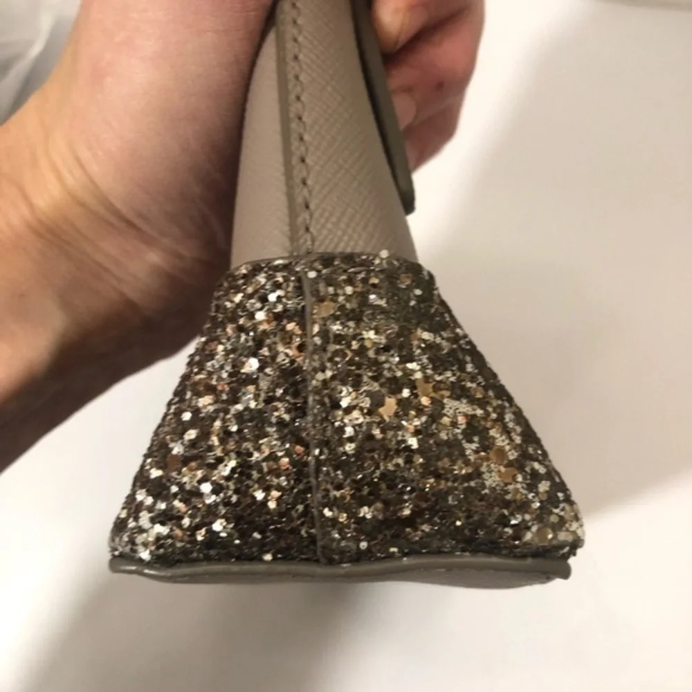 Kate spade gray glitter cosmetic pouch bag